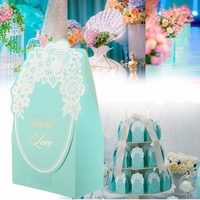 1 PCS Blue Paper Lace Printed Wedding Candy Box Sweet Cake Gift Bags Party Favors