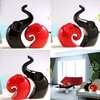 1 Set Elephants Figures Black & Red Ceramic Pottery Ornament Statue Home Decor Supplies