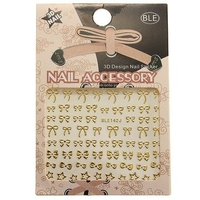 1 Sheet 3D Golden Bowknot Star Nail Art Stickers Decals