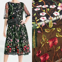 1 Yard Lace Fabric Black Tulle Exquisite Floral Alice Embroidered Dress Textile & Fabric Crafts