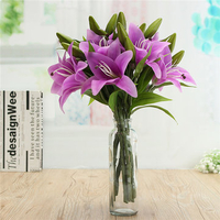 10 Heads Real Touch Lily Artificial Fake Flowers Plants Bouquet Bridal Party Wedding Home Decor