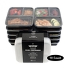 10 Meal Prep Disposable Box Lunch Boxes Plastic Lunch Boxes Three Grid Packing Box Black