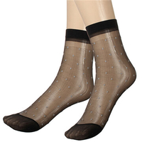 10 pairs Lady Girl Lace Ultra-thin Fiber Denier Sheer Ankle High Pop Dots Socks
