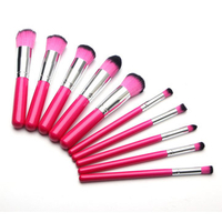 10 Pcs Rose Red Makeup Brushes Foundation Blush Powder Eyeshadow Brush Set