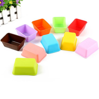 10 Pieces Rectangle DIY Silicone Small Loaf Pan Silicone Muffin Baking Cups Cupcake Mold