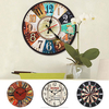 10 Styles Antiqued Retro Wooden Round Digital Wall Clock Time Home Wall Art Deco Crafts