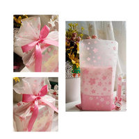 100PCS Transparent Mini Cherry Blossoms Print Gift Package Bags Candy Cookie Packaging
