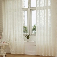 100x200cm Floral Flocking Tulle Window Curtain Door Bedroom Balcony Screen