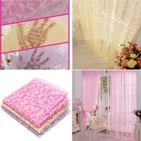 100x200cm Multicolor Leaves Tulle Voile Sheer Window Screen Bedroom Window Curtain