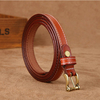 105CM Women Retro Second Layer Of Leather Belt Pin Buckle Sew Edge Solid Casual Waistband