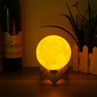 10cm 3D Magical Two Tone Moon Lamp USB Charging Luna LED Night Light Touch Sensor Gift