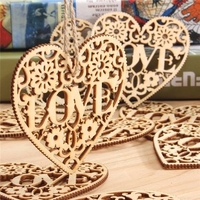 10pcs Heart Love DIY Wood Craft Hanging Decoration Craft Gift With Rope
