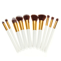 10Pcs Persian Wool White Makeup Brush Set Foundation Power Blush Brushes