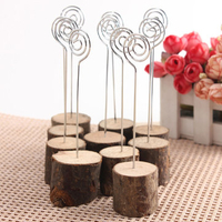 10PCS Wedding Wooden Table Place Number Menu Photo Holders Wire Hardwood