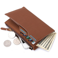 11 Card Holders Vintage PU Leather Zipper Coin Bag Casual Wallet For Men