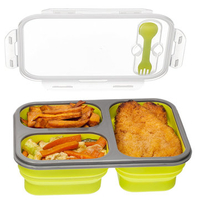 1100ml Silicone Collapsible Lunch Bento Box Folding Food Storage Container Picnic Dinnerware