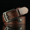 110CM Men Retro Cowboy Leather Belt Leisure Wild Hollow Rivet Punk Pin Belt Waistband Strips