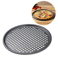 12 Inch Nonstick Carbon Steel Pizza Baking Pan Tray Pizza Plate Holder Bakeware Kitchenware