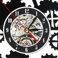 12 Inches Mechanism Neck Vinyl Wall Clock Decor Design Gift Nursery Vintage Home Black Timer
