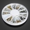 12 Mixed Styles 3D Gold Silver Metal Rivets Nail Decoration Wheel Copper Sheet
