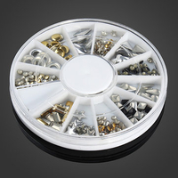 12 Mixed Styles 3D Gold Silver Metal Rivets Nail Decoration Wheel Copper Sheet