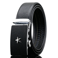 125-130CM Fashion Men Genuine Leather Belt Printed With Star Automatic Buckle Belt