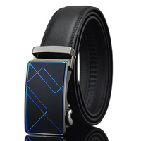 125-130CM Men Business Second Layer Leather Belts Casual Automatic Buckle Leather Waistband Strap