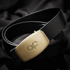 125CM Men Business Copper Buckle Genuine Leather Belt Durable Bright Automatic Buckle Belt