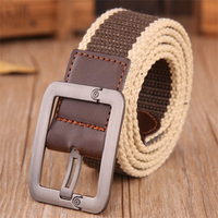 125CM Mens Canvas Stripe Pin Buckle Belt Casual Outdoor Sports Woven Trousers Waist