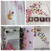 12Pcs 3D Art Decals Green Butterfly Wall Stickers Home Wedding Party Decoration