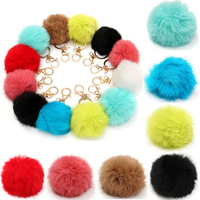 12Pcs Soft Rabbit Fur Ball Pom Pom Keychain Handbag Hanging Decor