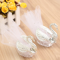 12Pcs Swan Shape Silver Transparent Plastic Candy Boxes Gift Package Wedding Party Supply
