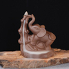 12x13.5cm Ceramic Backflow Incense Holder Burner With 7 Cones Elephant Playing Water Statue Home Dec