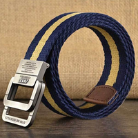 130CM Mens Alloy Buckle Canvas Military Belt Outdoor Climbing Tactical Double Ring Buckle Belt