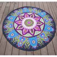 145cm Lotus Print Thin Chiffon Beach Yoga Towel Mandala Round Bed Sheet Tapestry Tablecloth