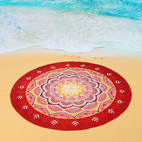 145x145cm Beautiful Printed Beach Yoga Towel Round Bed Sheet Red Shawl
