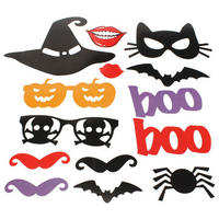 14PCS DIY Halloween Pumpkin Lips Photo Booth Props Mask Mustache Wedding Party Supplies