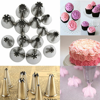 14pcs Stainless Steel Icing Piping Nozzles Pastry Cake Tips Sugarcraft Tool