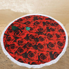 150cm 3D Red Rose Printing Microfiber Beach Towel Soft Quick-drying Round Tassels Blanket