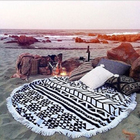 150cm Pure Cotton Bohemia Roud Tassel Knitted Beach Towel Lantern Towel Home Blanket