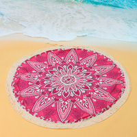150x150cm Summer Beach Towel Tassel Shawl Yoga Mat Round Bed Sheet Tablecloth