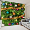 150x166CM Fashion Christmas Tree Ball Polyester Shower Curtain Bathroom Decor With Hooks