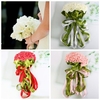 15PCS Faux Pearl Flower Crystal Pins Wedding Bride Bridesmaid Foam Roses Bouquet