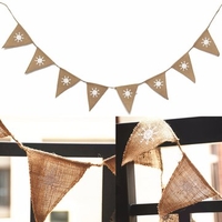 1.6M Snowflake Pattern Hessian Burlap Fabric Rustic Wedding Banner Bunting Decoration