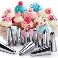 16Pcs Stainless Steel Nozzles Set With Icing Piping Cream Pastry Bag Converter