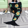 175*90cm Pumpkin Black Knitted Mermaid Tail Blanket Handmade Crochet Throw Super Soft Sofa Bed Mat