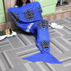 175*90cm Spider Blue Knitted Mermaid Tail Blanket Handmade Crochet Throw Super Soft Sofa Bed Mat