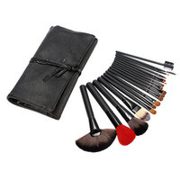18 Pcs Professional Portable Makeup Cosmetic Brush Set With Leather Case