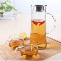 1800Ml Glass Kettle Heat Resistant Transparent Teapot Stainless Steel Strainer Juice Flower Teapot
