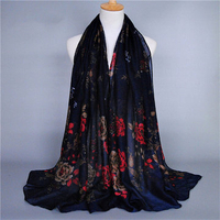 180*90CM Women Floral Print Lady Long Soft Wrap Lady Shawl Voile Scarf Scarves